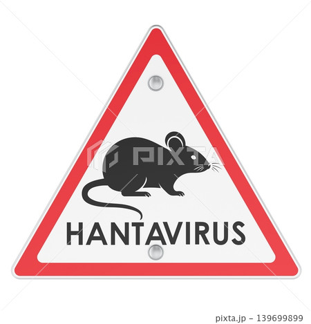 Triangular Hantavirus Warning Sign with Rodent Silhouette, 3D Rendering Triangular Hantavirus Warning Sign with Rodent Silhouette, 3D Rendering 139699899