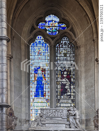 Stained Glass Windows In Gothic Westminster Abby, London Stained Glass Windows In Gothic Westminster Abby, London 139700321