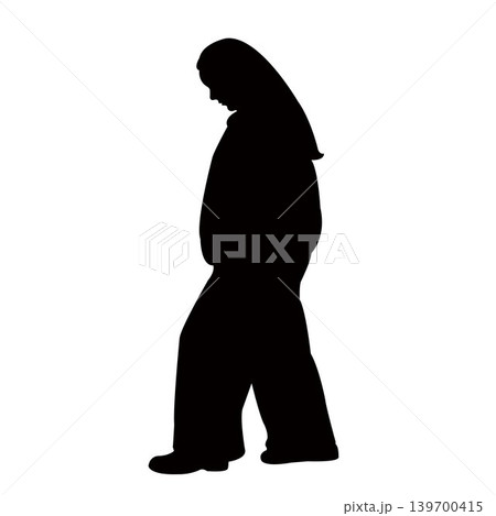 a fat woman walking body silhouette vectorのイラスト素材 [139700415] - PIXTA