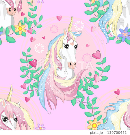 seamless pattern with cute unicorns, clouds,rainbow and stars. Magic background with little unicorns. seamless pattern with cute unicorns, clouds,rainbow and stars. Magic background with little unicorns. 139700451