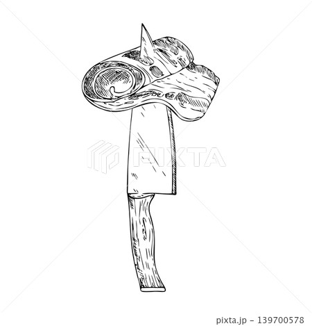 Vector Bacon Strip in knife. Graphic ink pork Pork belly illustration, isolated on background. Hand drawn line sketch. For designers, prints, logo, icon, menu, postcards, holiday, covers Vector Bacon Strip in knife. Graphic ink pork Pork belly illustration, isolated on background. Hand drawn line sketch. For designers, prints, logo, icon, menu, postcards, holiday, covers 139700578