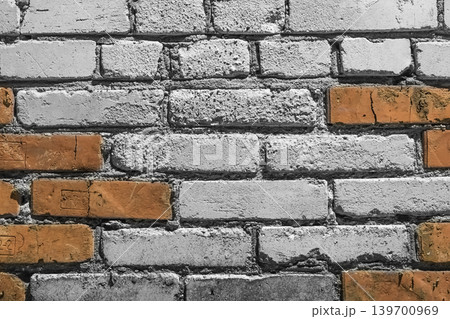 Old rough grunge brick white brown wall background texture backdrop structure 139700969