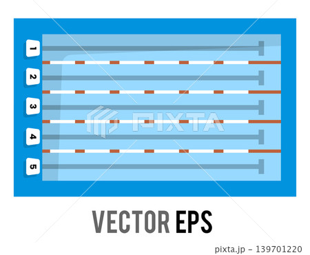 Top view of a swimming pool with lanes numbered 1 through 5 Top view of a swimming pool with lanes numbered 1 through 5 139701220