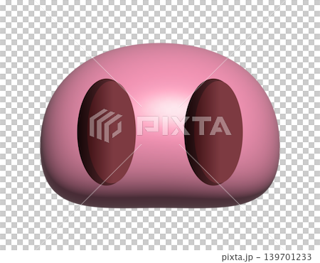 Abstract pink blob icon with two dark oval indentations, minimalist 3D render 139701233