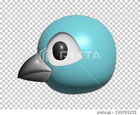 3D blue cartoon bird character with bright blue color 3D blue cartoon bird character with bright blue color 139701235