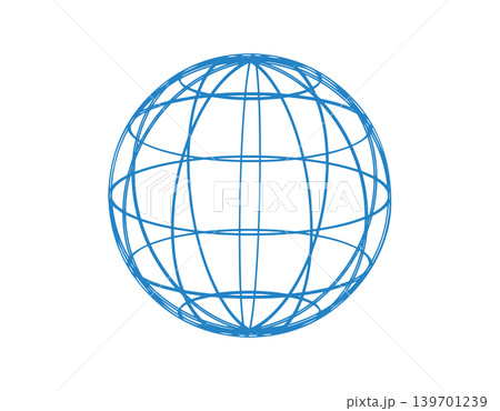 Abstract blue globe wireframe with intersecting lines 139701239