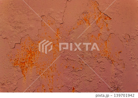 Brown peeling paint old worn-out metallic weathered iron texture rough background dirty steel shabby obsolete messy 139701942