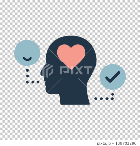 Modern Flat Design Icon Representing Emotional Well Being and Mental Health Concepts Modern Flat Design Icon Representing Emotional Well Being and Mental Health Concepts 139702290