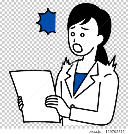 The female doctor was surprised when she saw the documents. 139702715