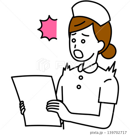 書類を見て驚く女性看護師 139702717