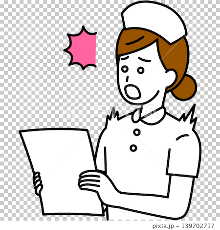 書類を見て驚く女性看護師 139702717