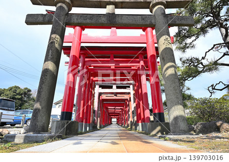 御幣稲荷神社の連なる鳥居と参道（新潟県新潟市西区） 139703016