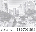 東京都心の道路風景。イラスト風。カラーハーフトーン。 139703893