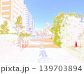 東京の道路。交差点。イラスト風。カラーハーフトーン。 139703894