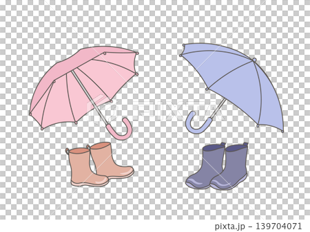 可愛的雨傘和雨靴插圖 139704071