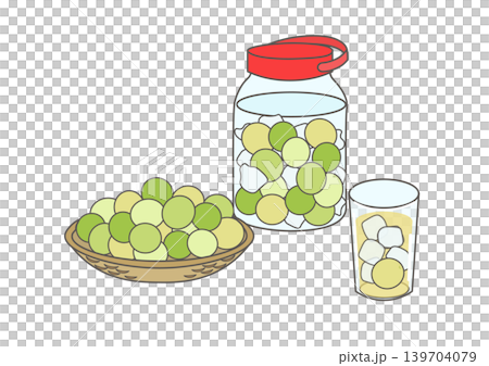 梅の実と梅酒のイラスト 139704079