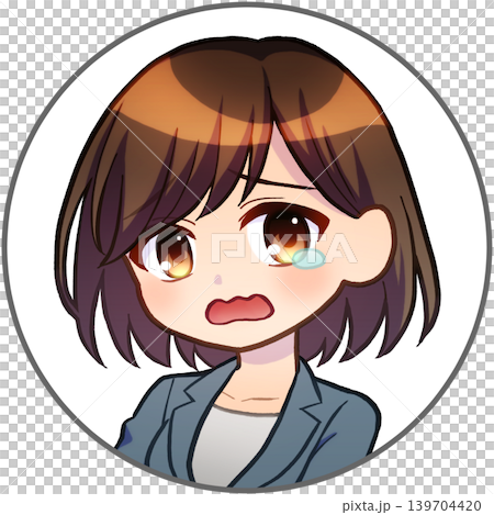 A girl icon in a suit giving directions (short hair) (crying) 139704420