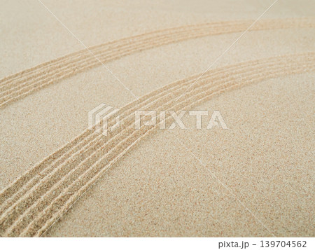 Zen Garden Sand Background Japanese Balance Meditation Relax Buddhism Spirituality, Pattern Line Wave Mandala Mockup Spa Vacation Yoga Lifestyle Natural Desert Summer, Texture Desert,Aroma Therapy. 139704562