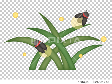 草むらの蛍の水彩風イラスト 139704738