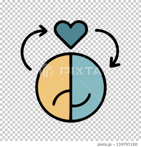 Flat Design Human Face With Heart Cycle Symbol Illustration Flat Design Human Face With Heart Cycle Symbol Illustration 139705180