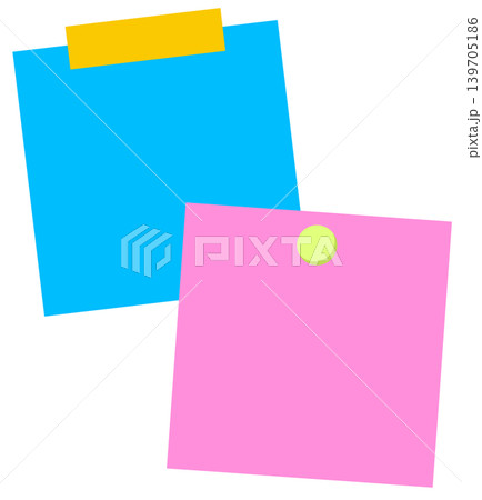 Blank sticky notes with tape and pin for back to school and office Blank sticky notes with tape and pin for back to school and office 139705186