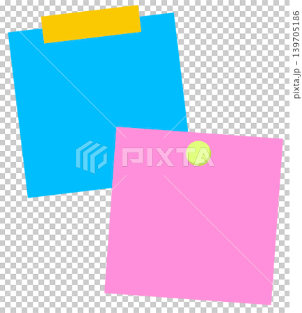 Blank sticky notes with tape and pin for back to school and office Blank sticky notes with tape and pin for back to school and office 139705186