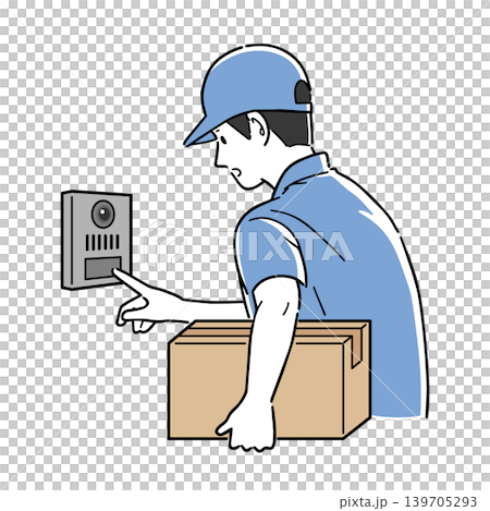 インターホンを押す宅配業者 139705293