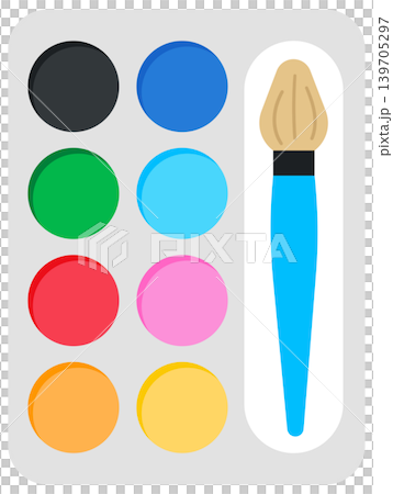 Cute watercolor palette with paintbrush for back to school and creative art hobby Cute watercolor palette with paintbrush for back to school and creative art hobby 139705297