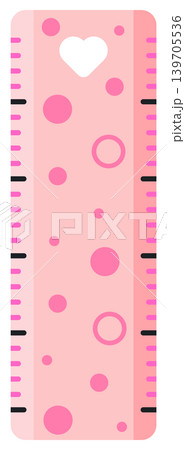 Cute ruler with heart and polka dot pattern for back to school and creative math craft 139705536