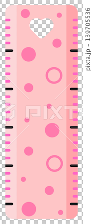 Cute ruler with heart and polka dot pattern for back to school and creative math craft 139705536