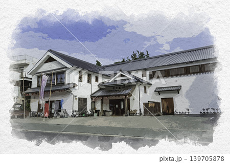 水彩画風 杵築 きつき衆楽観 大分県杵築市 水彩画風 杵築 きつき衆楽観 大分県杵築市 139705878