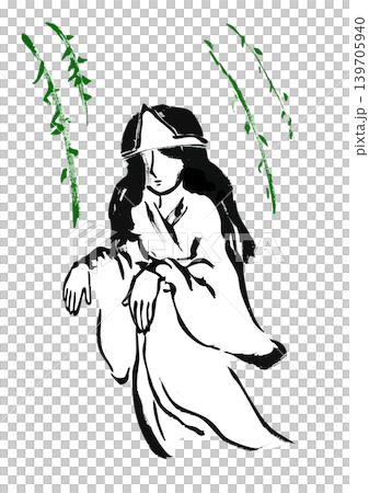 手繪日式風格的幽靈插圖 139705940