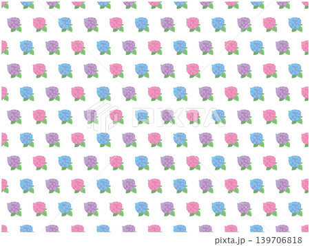 背景壁紙に使える手書きの紫陽花パターンイラスト 139706818