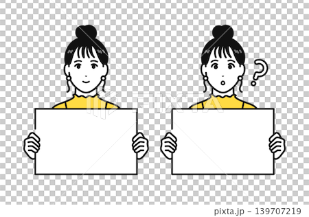 年輕女子頭髮紮起,手持翻蓋手機,留有空白區域。 年輕女子頭髮紮起,手持翻蓋手機,留有空白區域。 139707219