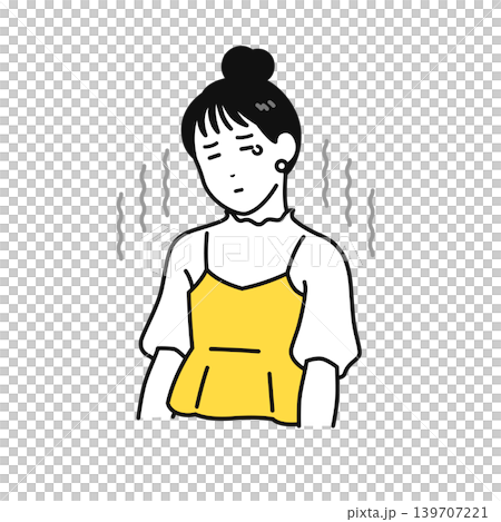 落ち込む 肩を落とす がっかり ショック まとめ髪 若い女性 落ち込む 肩を落とす がっかり ショック まとめ髪 若い女性 139707221