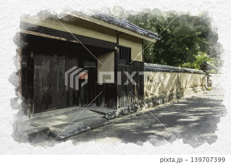 水彩画風 杵築 北台武家屋敷 大分県杵築市 水彩画風 杵築 北台武家屋敷 大分県杵築市 139707399