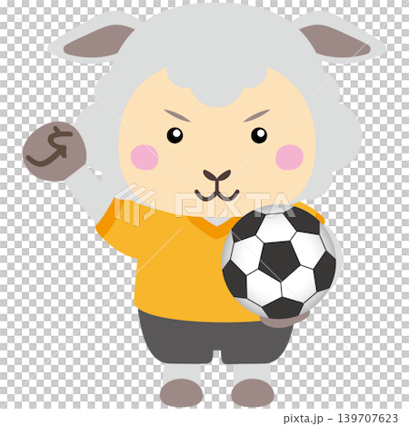 サッカーボールを持つ羊キャラクターイラスト 139707623