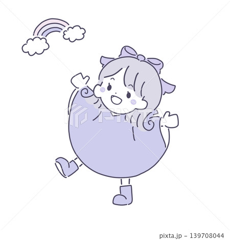 虹を見上げるレインコートの女の子の梅雨イラスト 虹を見上げるレインコートの女の子の梅雨イラスト 139708044