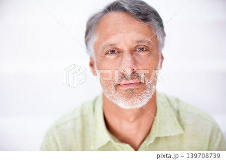Portrait, senior man and serious in mockup with employee, career pride and positive in studio. Mature person, face and entrepreneur in relax in start up company and professional by white background Portrait, senior man and serious in mockup with employee, career pride and positive in studio. Mature person, face and entrepreneur in relax in start up company and professional by white background 139708739