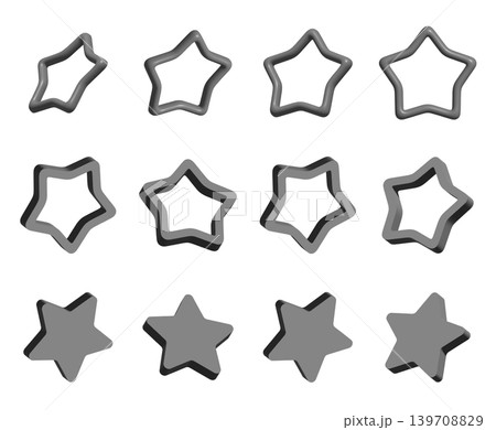 3D風立体的な星マークのバリエーションセット 星型ポップでかわいいデザインパーツ 3D風立体的な星マークのバリエーションセット 星型ポップでかわいいデザインパーツ 139708829