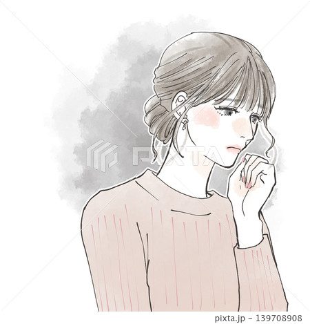 落ち込みや自己嫌悪で悩む女性のイラスト 落ち込みや自己嫌悪で悩む女性のイラスト 139708908