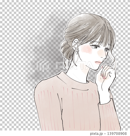 落ち込みや自己嫌悪で悩む女性のイラスト 落ち込みや自己嫌悪で悩む女性のイラスト 139708908