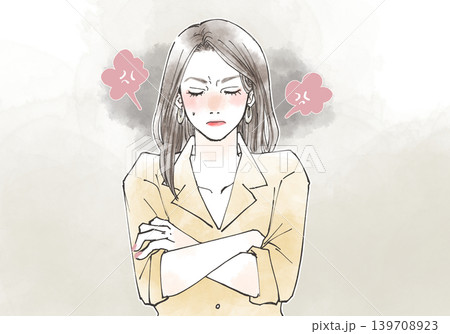 更年期でイライラや情緒不安定に悩む女性のイラスト 139708923