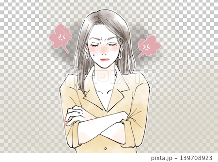 更年期でイライラや情緒不安定に悩む女性のイラスト 139708923