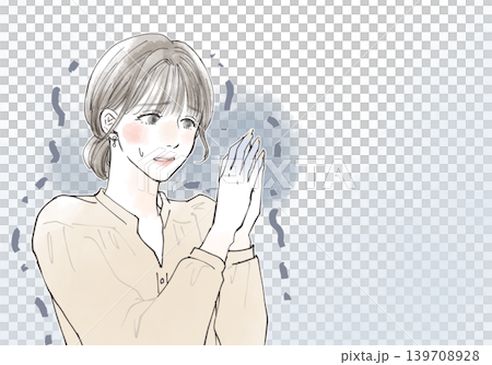 一幅描繪血液循環不良、感到寒冷的女性的插圖。 139708928