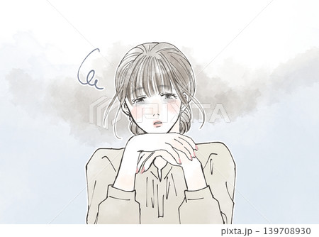 疲労やだるさでぐったりする女性のイラスト 139708930