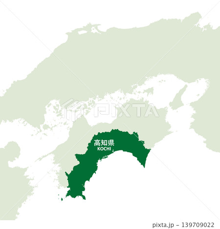 日本のベクターイラスト地図素材:高知県全体地図 日本のベクターイラスト地図素材:高知県全体地図 139709022