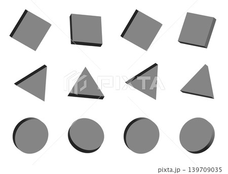 3D風立体的な幾何学シェイプのバリエーションセット 厚みのある図形ポップなデザインパーツ 3D風立体的な幾何学シェイプのバリエーションセット 厚みのある図形ポップなデザインパーツ 139709035