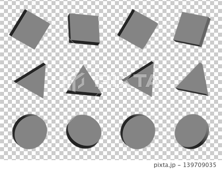 3D風立体的な幾何学シェイプのバリエーションセット 厚みのある図形ポップなデザインパーツ 3D風立体的な幾何学シェイプのバリエーションセット 厚みのある図形ポップなデザインパーツ 139709035