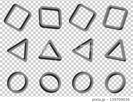 3D風立体的な幾何学シェイプのバリエーションセット 厚みのある図形ポップなデザインパーツ 3D風立体的な幾何学シェイプのバリエーションセット 厚みのある図形ポップなデザインパーツ 139709036